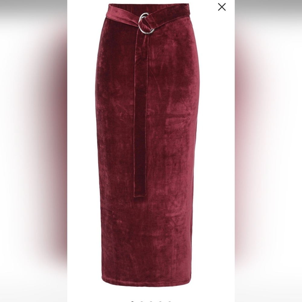 Stylish Burgundy Velvet Maxi Skirt Jolie By Edward Spiers Size S Portugal